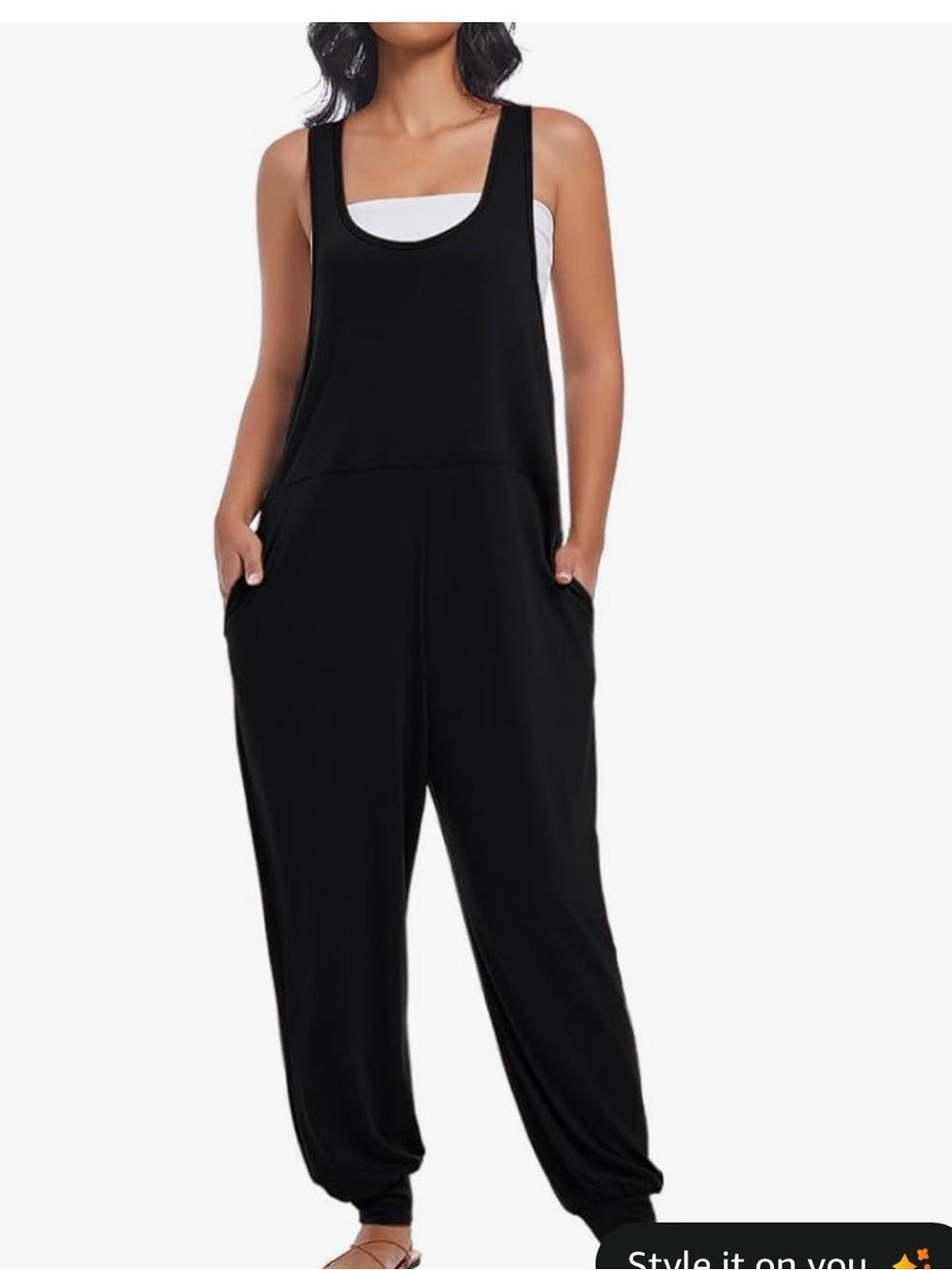 Relaxed Black Knit Jumpsuit with Pockets small